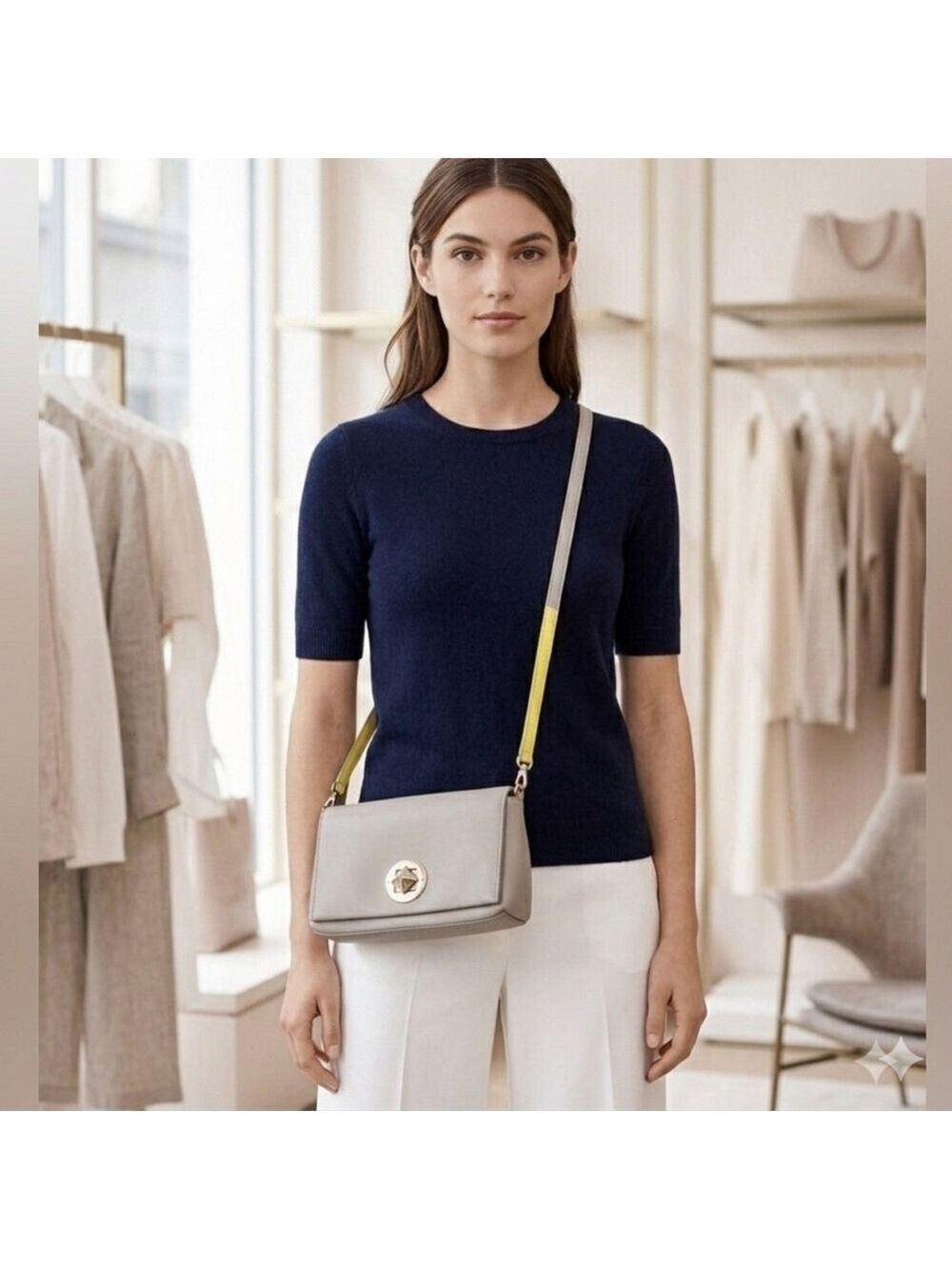 Kate Spade Rare "Quick and Curious" Grey Leather Crossbody
